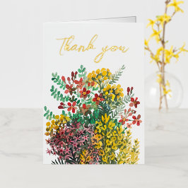 Tarjeta de agradecimiento de flores de prado silve
