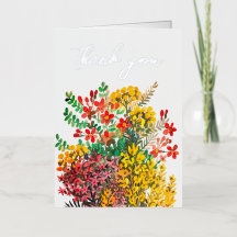 Tarjeta de agradecimiento de flores de prado silve