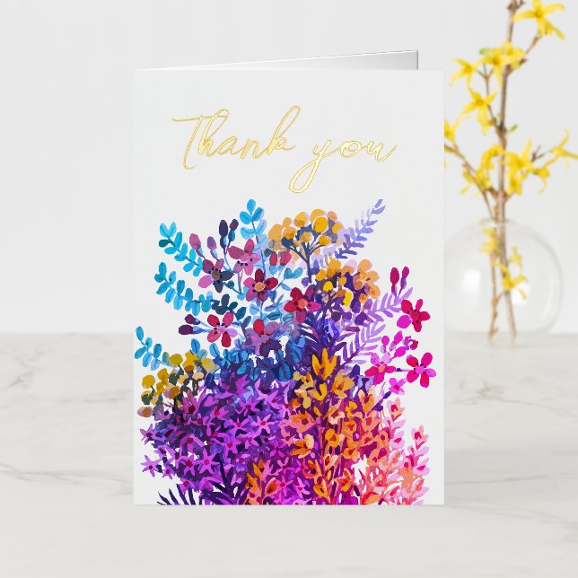 Tarjeta de agradecimiento de flores de prado silve (flor amarilla)