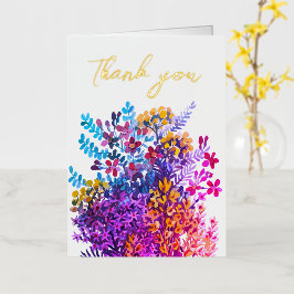 Tarjeta de agradecimiento de flores de prado silve