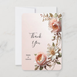 Tarjeta de agradecimiento de flores decorativas ro