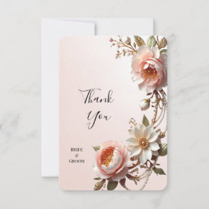 Tarjeta de agradecimiento de flores decorativas ro