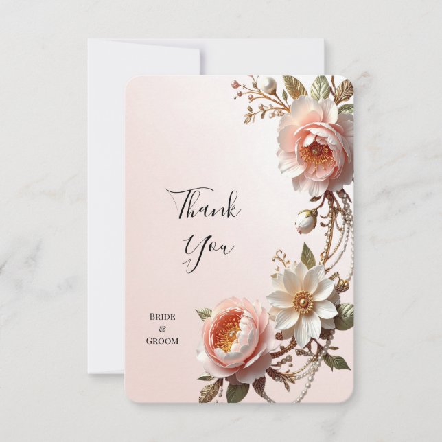 Tarjeta de agradecimiento de flores decorativas ro (Anverso)