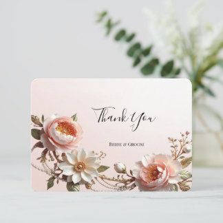 Tarjeta de agradecimiento de flores decorativas ro