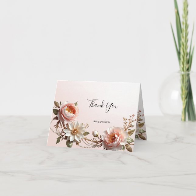 Tarjeta de agradecimiento de flores decorativas ro (Anverso)