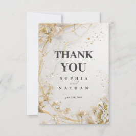 Tarjeta de agradecimiento de flores doradas elegan