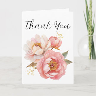 Tarjeta de agradecimiento de flores en acuarela
