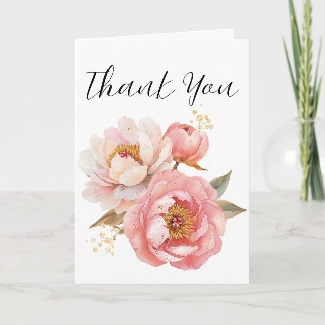 Tarjeta de agradecimiento de flores en acuarela (Anverso)