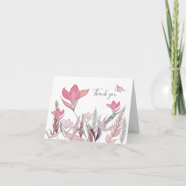 Tarjeta de agradecimiento de flores en acuarela –  (Anverso)