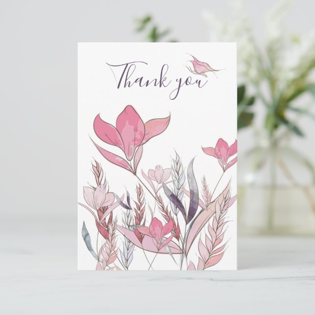 Tarjeta de agradecimiento de flores en acuarela –  (Anverso de pie)