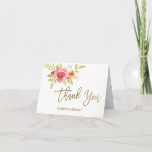 Tarjeta de agradecimiento de flores en acuarela co