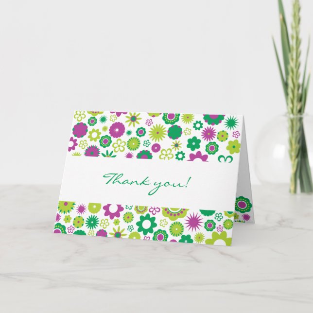 Tarjeta de agradecimiento de flores felices (Anverso)