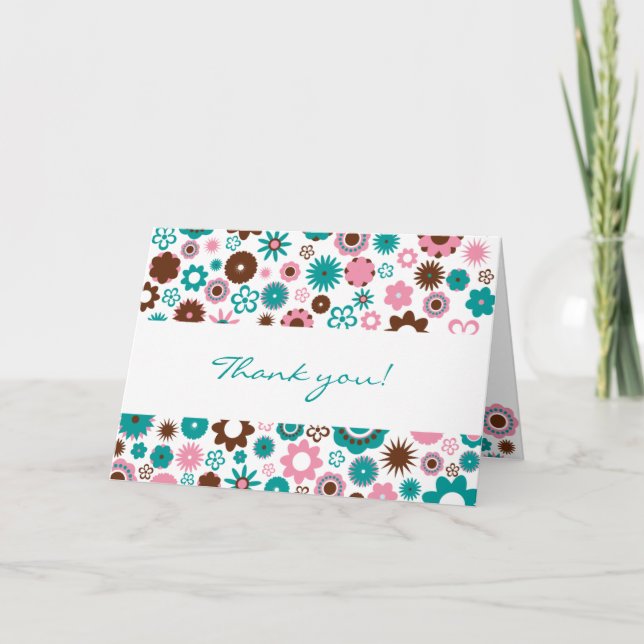 Tarjeta de agradecimiento de flores felices (Anverso)