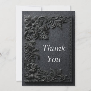 Tarjeta de agradecimiento de flores negras sobre p