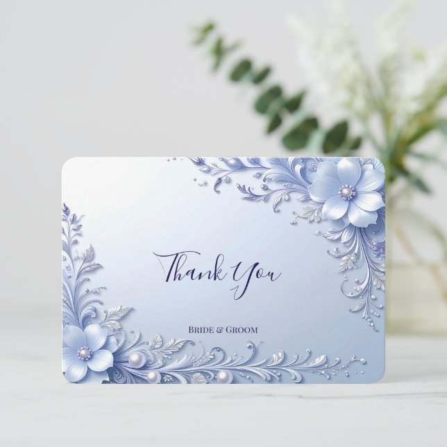 Tarjeta de agradecimiento de flores ornamentadas a (Anverso de pie)