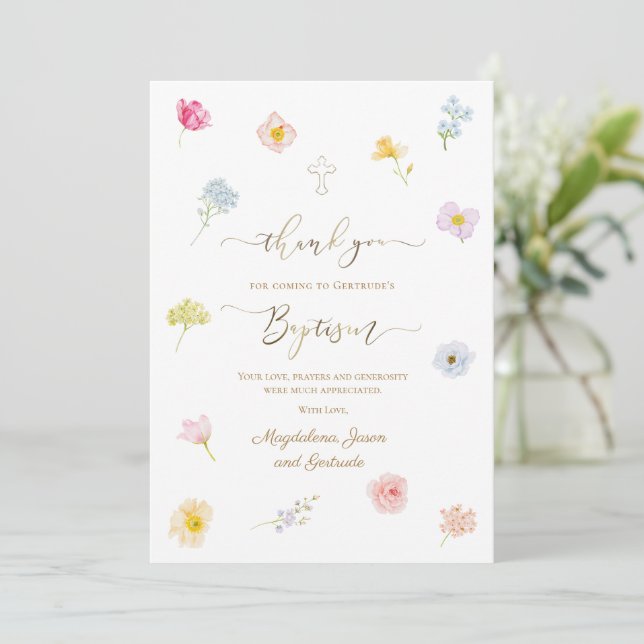 tarjeta de agradecimiento de flores pequeñas para  (Anverso de pie)