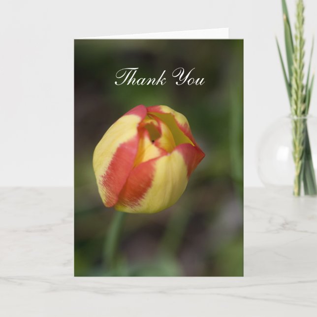 Tarjeta de agradecimiento de flores rojas y amaril (Anverso)