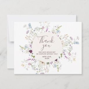 Tarjeta de agradecimiento de flores silvestres