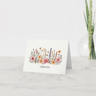 Tarjeta de agradecimiento de flores silvestres boh