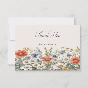 Tarjeta de agradecimiento de flores silvestres col