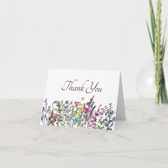 Tarjeta de agradecimiento de flores silvestres col (Anverso)