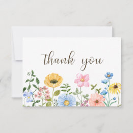 Tarjeta de agradecimiento de flores silvestres de