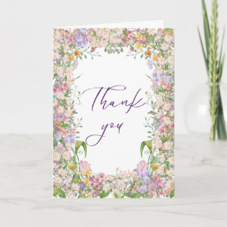 Tarjeta de agradecimiento de flores silvestres ing