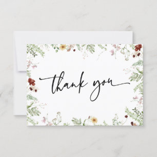 Tarjeta de agradecimiento de flores silvestres lin