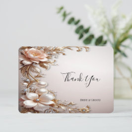 Tarjeta de agradecimiento de flores suaves rosadas
