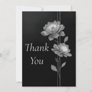 Tarjeta de agradecimiento de flores y líneas plate