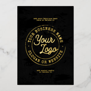 Tarjeta de agradecimiento de foil con logotipo y t