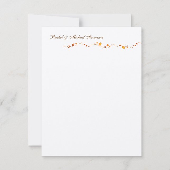 Tarjeta de agradecimiento de Foliage de Otoño (Anverso)