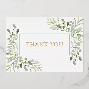 Tarjeta de agradecimiento de follaje verde elegant