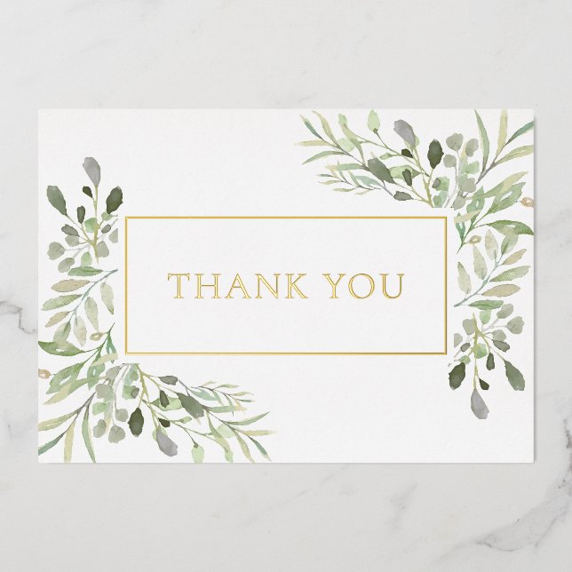 Tarjeta de agradecimiento de follaje verde elegant (Anverso)