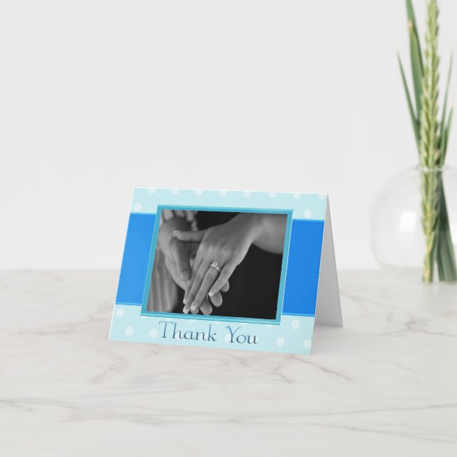 Tarjeta de agradecimiento de foto azul (Anverso)