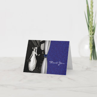 Tarjeta de agradecimiento de foto azul y blanca