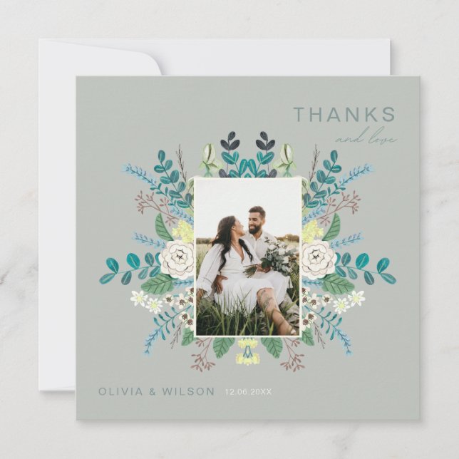 Tarjeta de agradecimiento de foto boho elegante fl (Anverso)