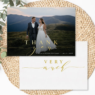 Tarjeta de agradecimiento de foto con caligrafía e