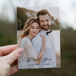 Tarjeta de agradecimiento de foto con escritura si