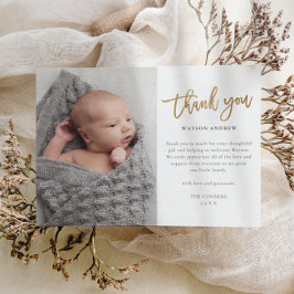 Tarjeta de agradecimiento de foto con guión de pre