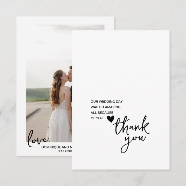 Tarjeta de agradecimiento de foto con mensaje de b (Anverso / Reverso)