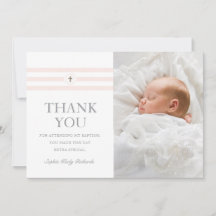 Tarjeta de agradecimiento de foto cruzada con raya