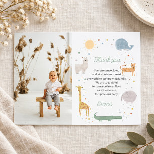 Tarjeta de agradecimiento de foto de animal boho