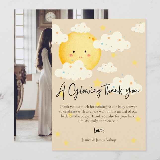 Tarjeta de agradecimiento de foto de Baby Shower L (Anverso / Reverso)