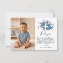 Tarjeta de agradecimiento de foto de bautizo de ni