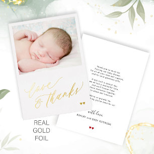 Tarjeta de agradecimiento de foto de bebé con amor