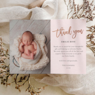 Tarjeta de agradecimiento de foto de bebé con guió