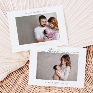 Tarjeta de agradecimiento de foto de bebé minimali