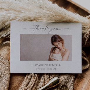 Tarjeta de agradecimiento de foto de bebé minimali