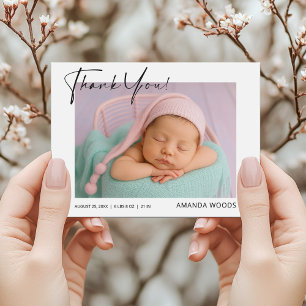 Tarjeta de agradecimiento de foto de bebé minimali